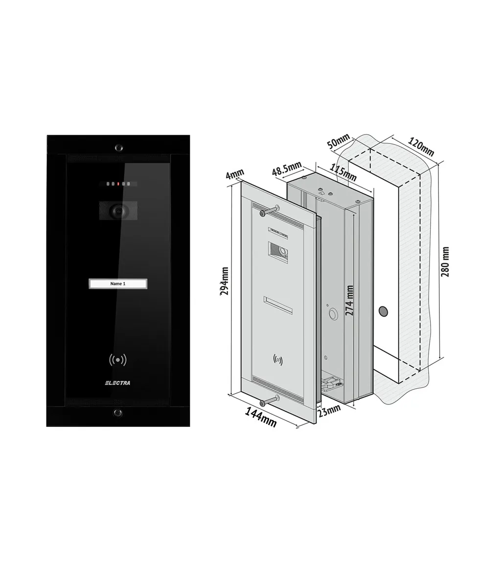 SMART VIDEO PANEL - 1 FAMILY, FLUSH MOUNTING, Черный — изображение 2
