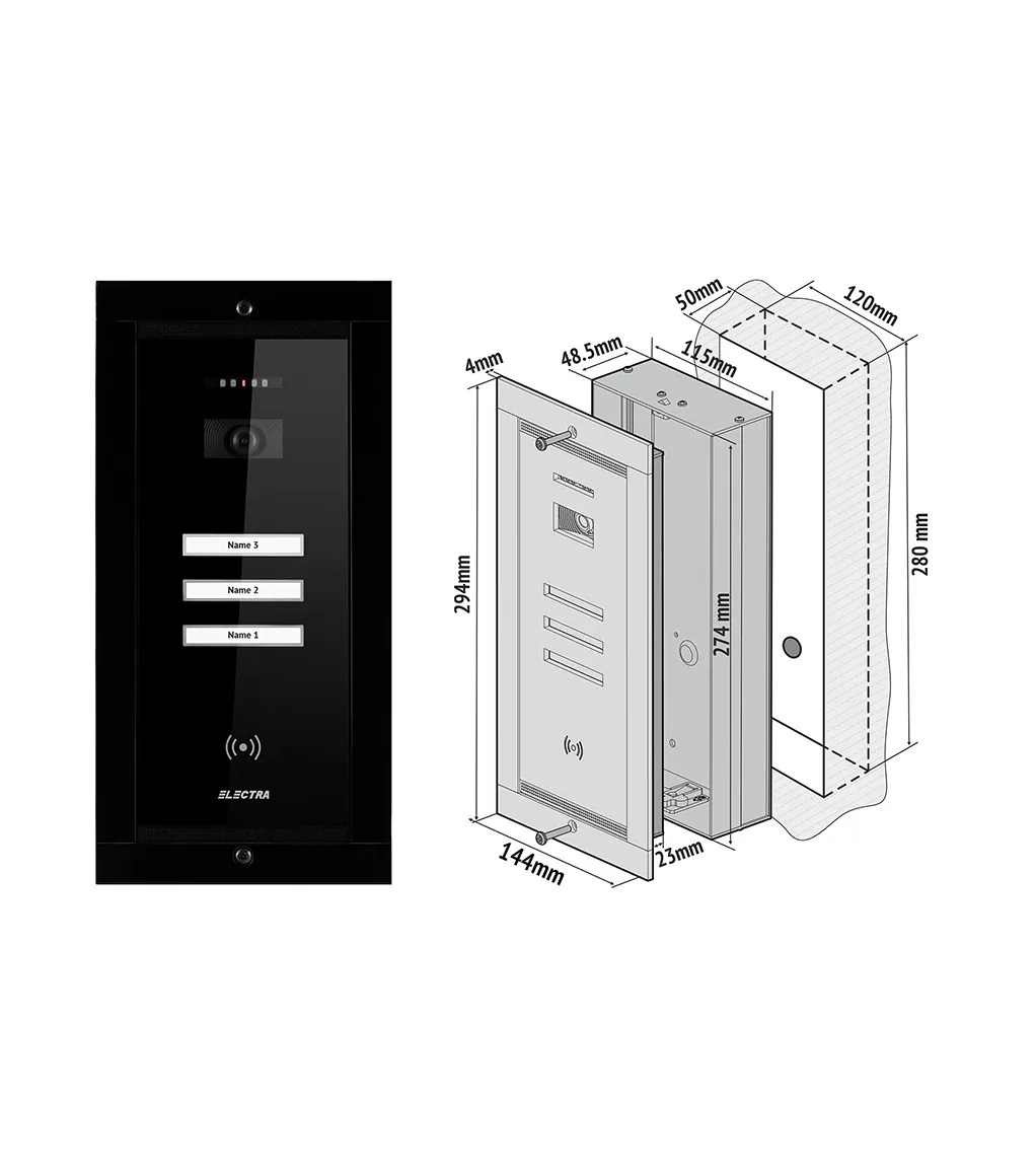 SMART VIDEO PANEL - 3 АБОНЕНТА, FLUSH MOUNTING, ЧЕРНЫЙ — изображение 9